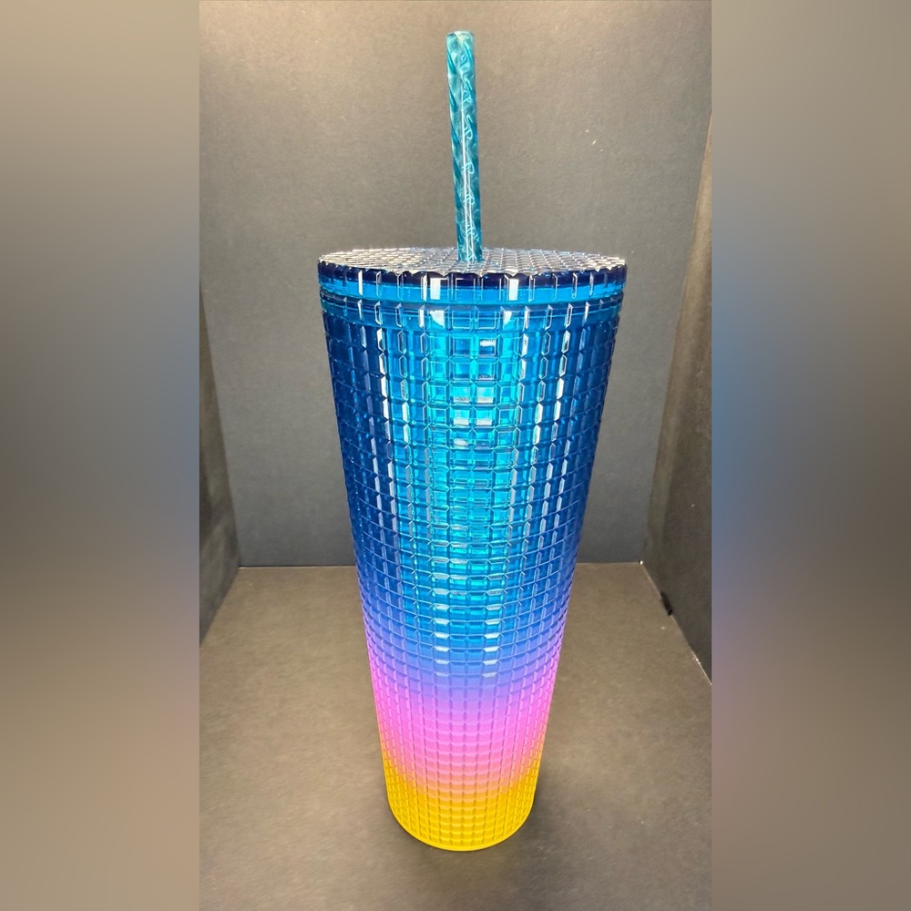 Starbucks Blue, Pink, Yellow, Studded Tumbler with Straw - Picture 3 of 9